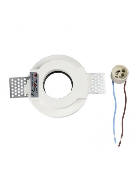 3146-Portafaretto LED da Incasso Rotondo GU e GU MR Corpo in Gesso Bianco e Metallo Cromato-5