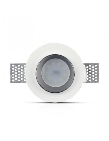 3146-Portafaretto LED da Incasso Rotondo GU e GU MR Corpo in Gesso Bianco e Metallo Cromato-6