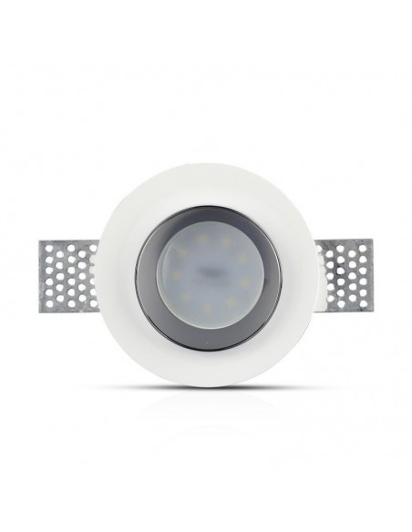 3146-Portafaretto LED da Incasso Rotondo GU e GU MR Corpo in Gesso Bianco e Metallo Cromato-6