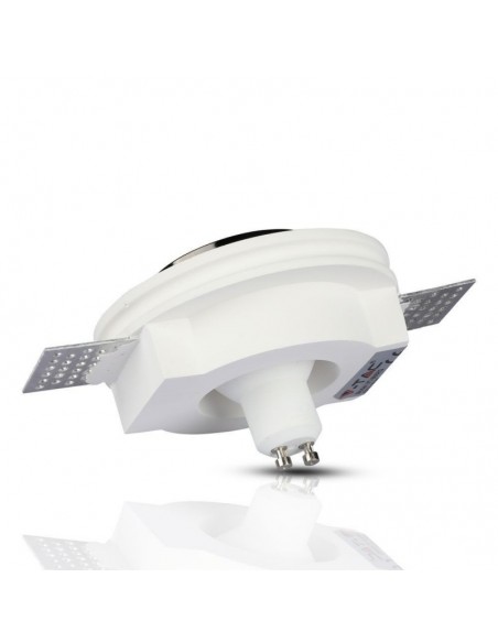 Portafaretto LED da Incasso Rotondo GU10 e GU5.3 (MR16) Corpo in Gesso Bianco e Metallo Cromato