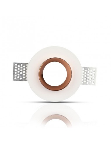 3147-Portafaretto LED da Incasso Rotondo GU e GU MR Corpo in Gesso Bianco e Metallo Rosa Dorato-6