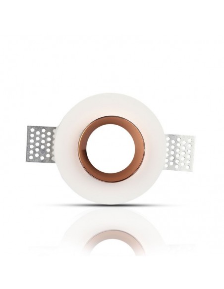 3147-Portafaretto LED da Incasso Rotondo GU e GU MR Corpo in Gesso Bianco e Metallo Rosa Dorato-6