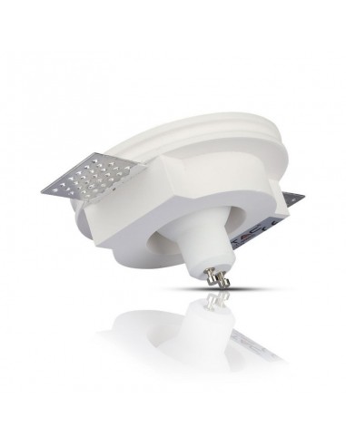 3147-Portafaretto LED da Incasso Rotondo GU e GU MR Corpo in Gesso Bianco e Metallo Rosa Dorato-7