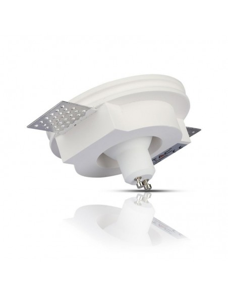 3147-Portafaretto LED da Incasso Rotondo GU e GU MR Corpo in Gesso Bianco e Metallo Rosa Dorato-7