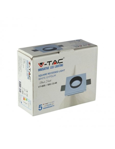 3148-Portafaretto LED da Incasso Quadrato GU e GU MR Corpo in Gesso Bianco e Metallo Nero-2