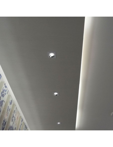 3148-Portafaretto LED da Incasso Quadrato GU e GU MR Corpo in Gesso Bianco e Metallo Nero-4