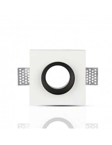 3148-Portafaretto LED da Incasso Quadrato GU e GU MR Corpo in Gesso Bianco e Metallo Nero-7