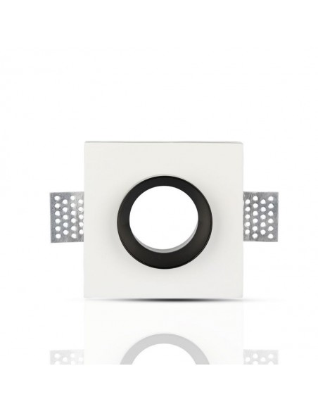 3148-Portafaretto LED da Incasso Quadrato GU e GU MR Corpo in Gesso Bianco e Metallo Nero-7