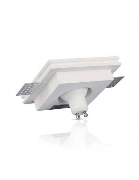 Portafaretto LED da Incasso Quadrato GU10 e GU5.3 (MR16) Corpo in Gesso Bianco e Metallo Nero