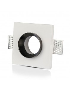 3149-Portafaretto LED da Incasso Quadrato GU e GU MR Corpo in Gesso Bianco e Metallo Cromato-1