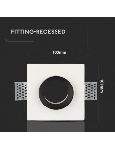 3149-Portafaretto LED da Incasso Quadrato GU e GU MR Corpo in Gesso Bianco e Metallo Cromato-1 2