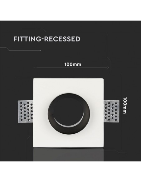 3149-Portafaretto LED da Incasso Quadrato GU e GU MR Corpo in Gesso Bianco e Metallo Cromato-2