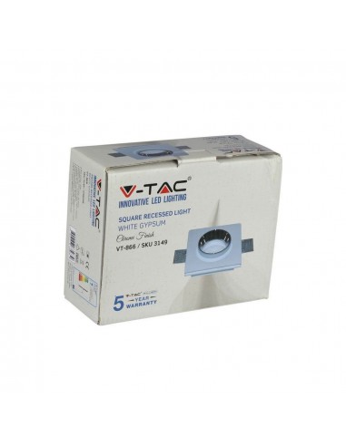 3149-Portafaretto LED da Incasso Quadrato GU e GU MR Corpo in Gesso Bianco e Metallo Cromato-5