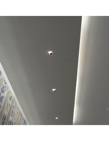 3150-Portafaretto LED da Incasso Quadrato GU e GU MR Corpo in Gesso Bianco e Metallo Rosa Dorato-6