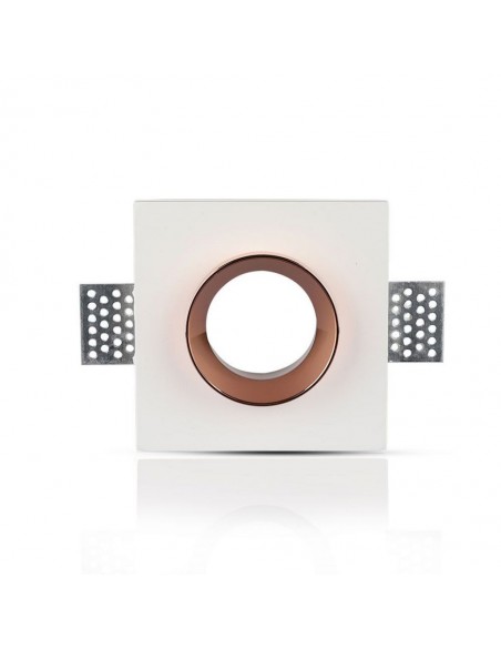 3150-Portafaretto LED da Incasso Quadrato GU e GU MR Corpo in Gesso Bianco e Metallo Rosa Dorato-7