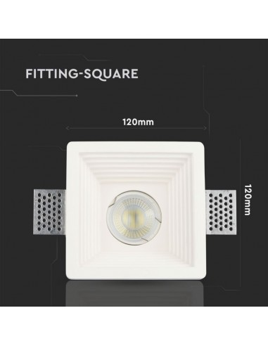 3151-Portafaretto LED da Incasso Quadrato GU e GU MR Corpo in Gesso Bianco-3