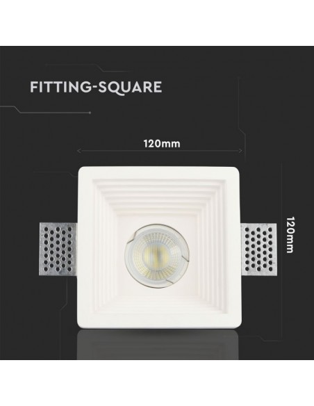 3151-Portafaretto LED da Incasso Quadrato GU e GU MR Corpo in Gesso Bianco-3