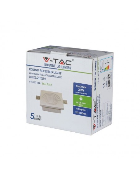 3152-Portafaretto LED da Incasso Rotondo GU e GU MR Corpo in Gesso Bianco-2