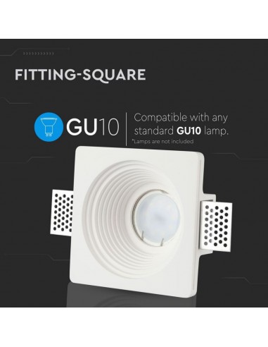 3152-Portafaretto LED da Incasso Rotondo GU e GU MR Corpo in Gesso Bianco-4