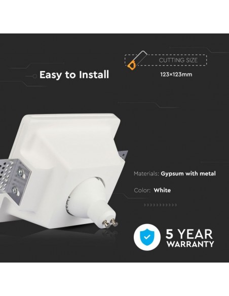 3152-Portafaretto LED da Incasso Rotondo GU e GU MR Corpo in Gesso Bianco-5