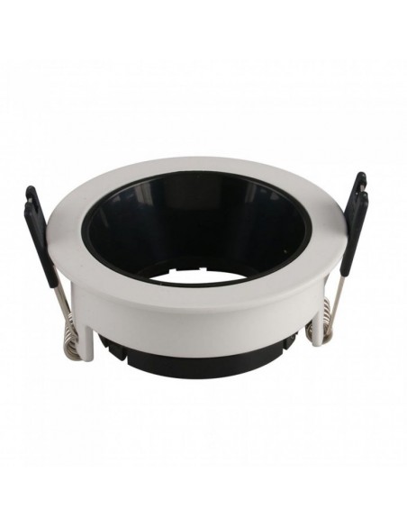 3153-Portafaretto LED da Incasso GU Rotondo Colore Bianco con Supporto Orientabile Nero-1