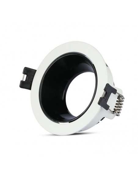 3153-Portafaretto LED da Incasso GU Rotondo Colore Bianco con Supporto Orientabile Nero-4