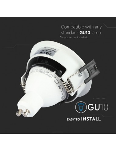 3153-Portafaretto LED da Incasso GU Rotondo Colore Bianco con Supporto Orientabile Nero-7