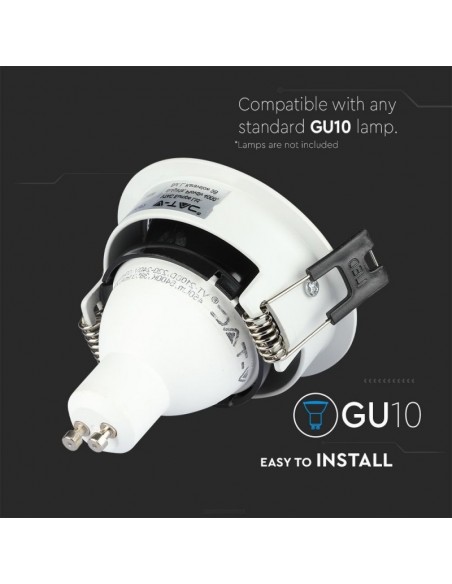 3153-Portafaretto LED da Incasso GU Rotondo Colore Bianco con Supporto Orientabile Nero-7