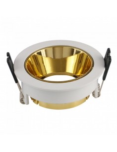 3154-Portafaretto LED da Incasso GU Rotondo Colore Bianco con Supporto Orientabile Oro-1