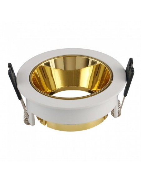 3154-Portafaretto LED da Incasso GU Rotondo Colore Bianco con Supporto Orientabile Oro-1
