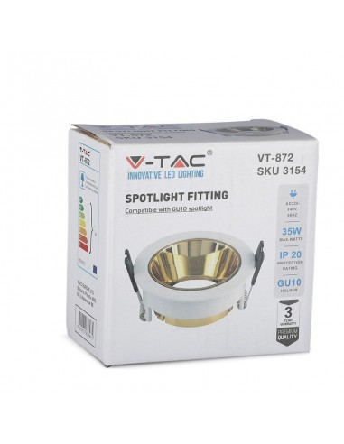 3154-Portafaretto LED da Incasso GU Rotondo Colore Bianco con Supporto Orientabile Oro-2