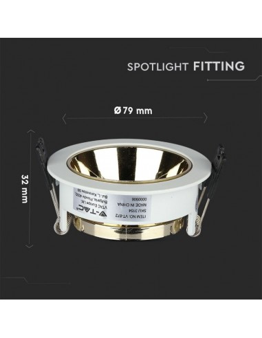 3154-Portafaretto LED da Incasso GU Rotondo Colore Bianco con Supporto Orientabile Oro-3