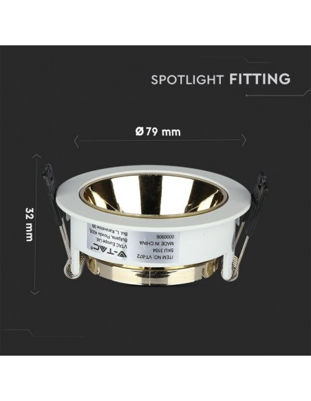 3154-Portafaretto LED da Incasso GU Rotondo Colore Bianco con Supporto Orientabile Oro-3