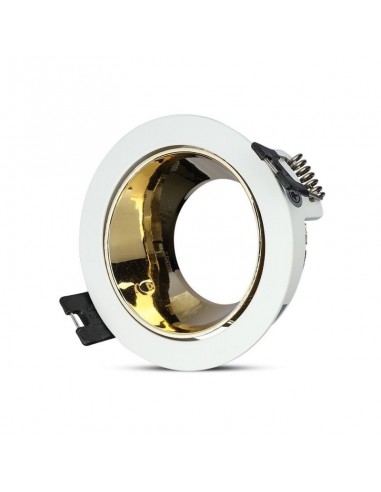 3154-Portafaretto LED da Incasso GU Rotondo Colore Bianco con Supporto Orientabile Oro-6