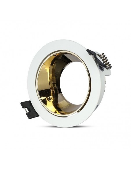 3154-Portafaretto LED da Incasso GU Rotondo Colore Bianco con Supporto Orientabile Oro-6