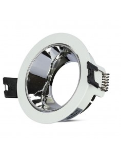 3156-Portafaretto LED da Incasso GU Rotondo Colore Bianco con Supporto Orientabile Cromato-1