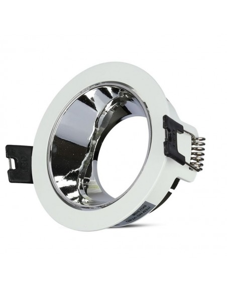 3156-Portafaretto LED da Incasso GU Rotondo Colore Bianco con Supporto Orientabile Cromato-1