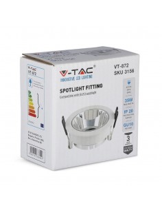3156-Portafaretto LED da Incasso GU Rotondo Colore Bianco con Supporto Orientabile Cromato-1 2