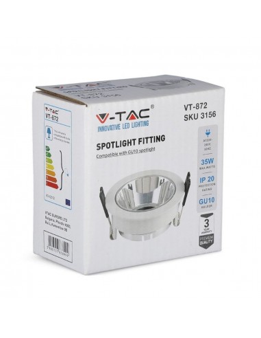 3156-Portafaretto LED da Incasso GU Rotondo Colore Bianco con Supporto Orientabile Cromato-2