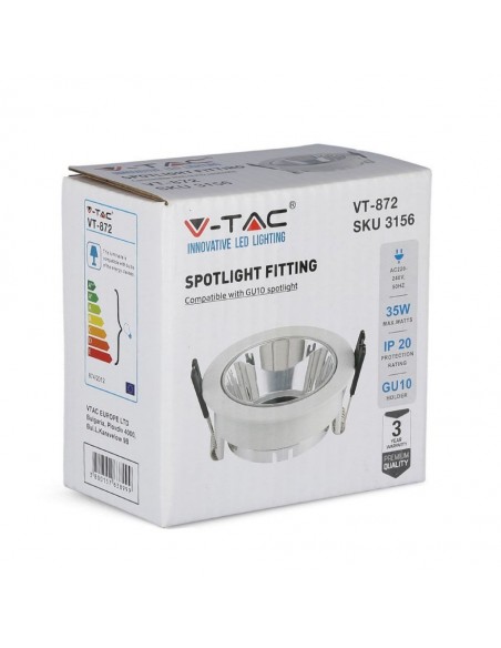 3156-Portafaretto LED da Incasso GU Rotondo Colore Bianco con Supporto Orientabile Cromato-2