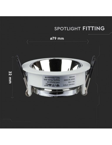 3156-Portafaretto LED da Incasso GU Rotondo Colore Bianco con Supporto Orientabile Cromato-3