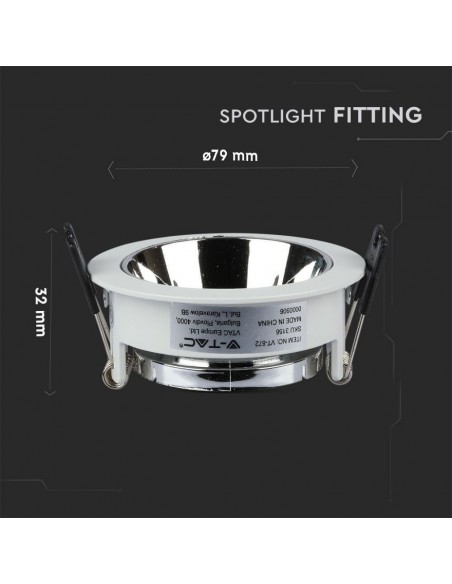 3156-Portafaretto LED da Incasso GU Rotondo Colore Bianco con Supporto Orientabile Cromato-3