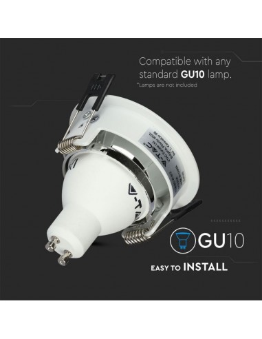 3156-Portafaretto LED da Incasso GU Rotondo Colore Bianco con Supporto Orientabile Cromato-6