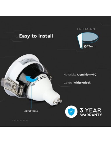 3157-Portafaretto LED da Incasso GU Rotondo Colore Bianco con Interno Nero-7