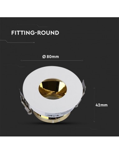 3158-Portafaretto LED da Incasso GU Rotondo Colore Bianco con Interno Oro-3