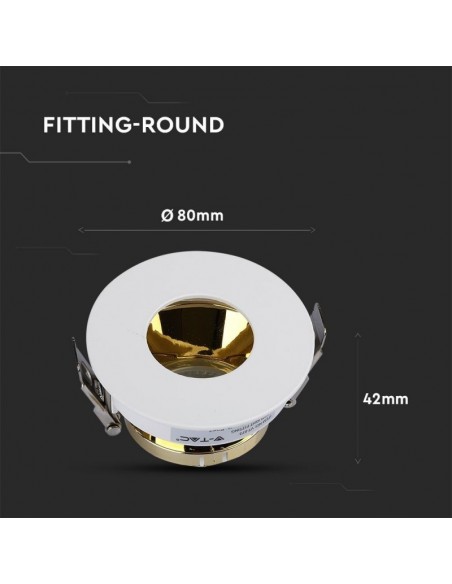 3158-Portafaretto LED da Incasso GU Rotondo Colore Bianco con Interno Oro-3
