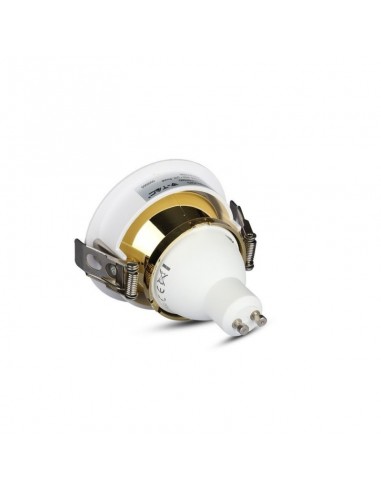 3158-Portafaretto LED da Incasso GU Rotondo Colore Bianco con Interno Oro-6
