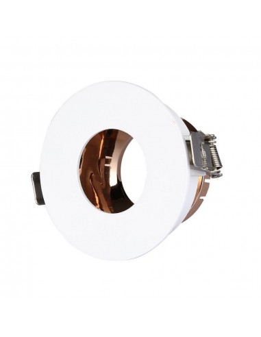 3159-Portafaretto LED da Incasso GU Rotondo Colore Bianco con Interno Oro Rosa-1