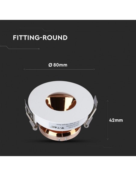 3159-Portafaretto LED da Incasso GU Rotondo Colore Bianco con Interno Oro Rosa-4