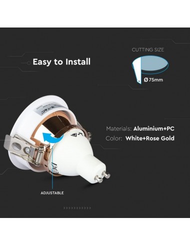 3159-Portafaretto LED da Incasso GU Rotondo Colore Bianco con Interno Oro Rosa-5